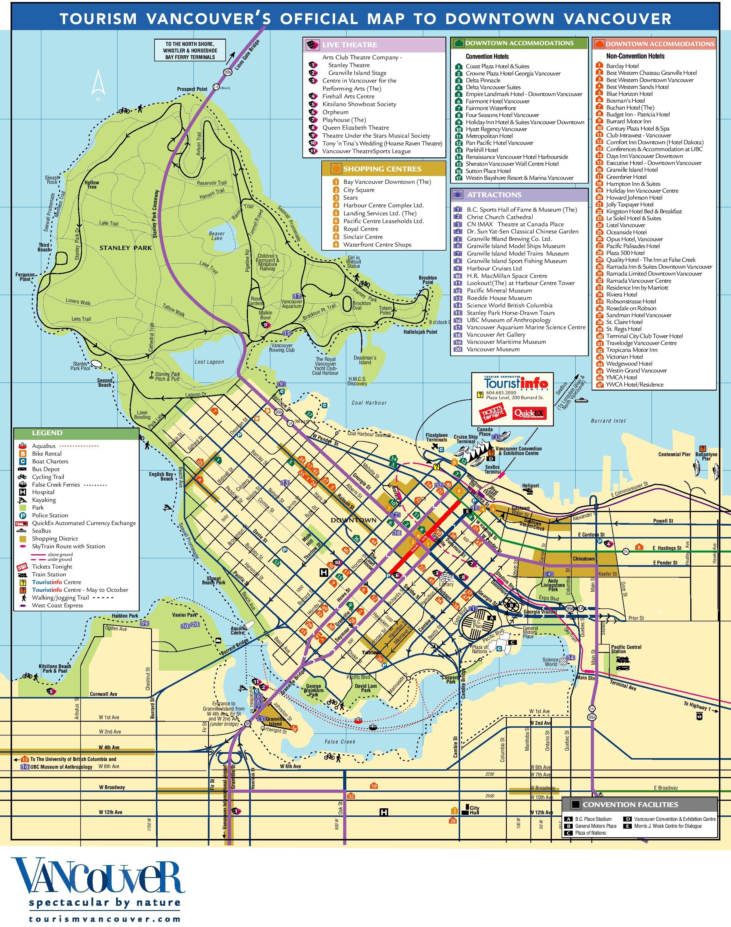 Vancouver Sehenswürdigkeiten Karte - Downtown vancouver ...