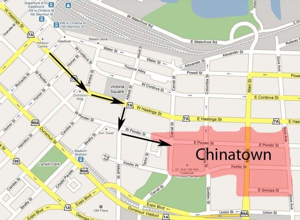 Karte von chinatown vancouver
