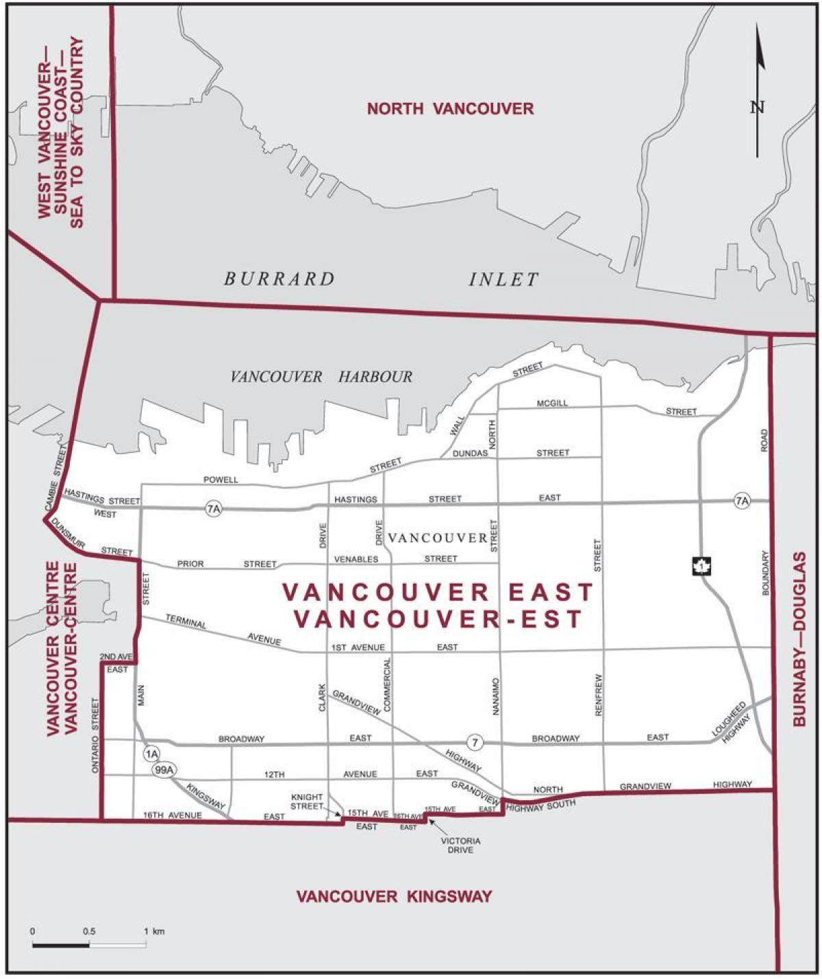 Karte von Ost-vancouver 