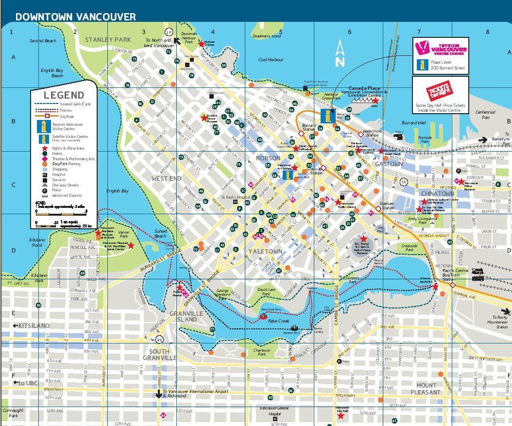 Straßenkarte von downtown vancouver, bc