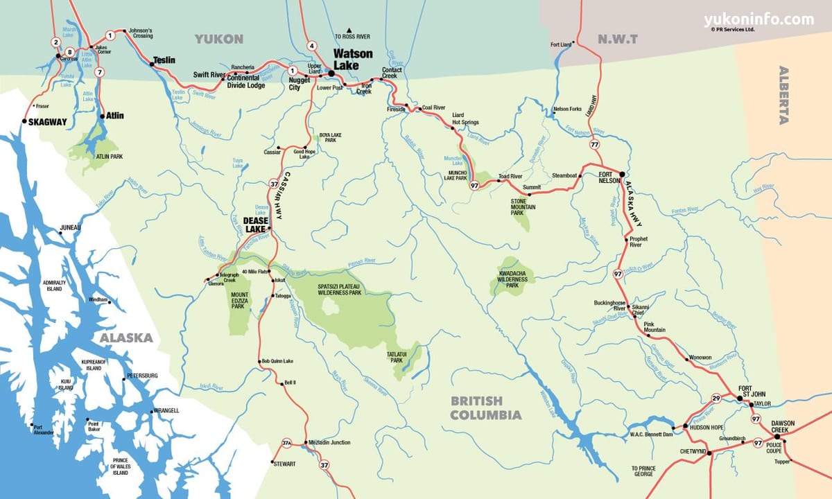 Karte des südlichen british columbia