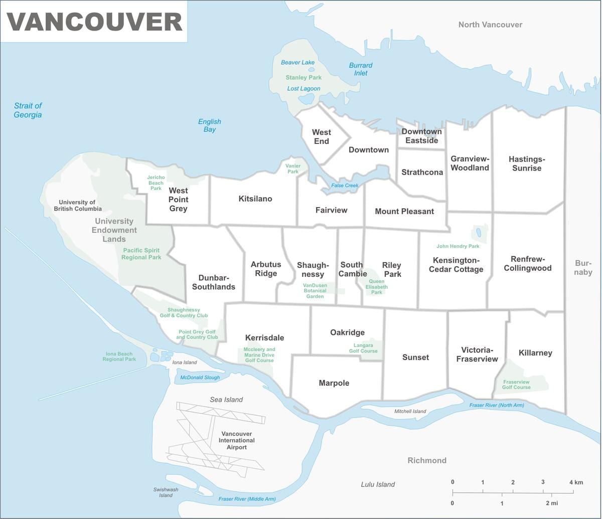 Karte von vancouver und Umgebung