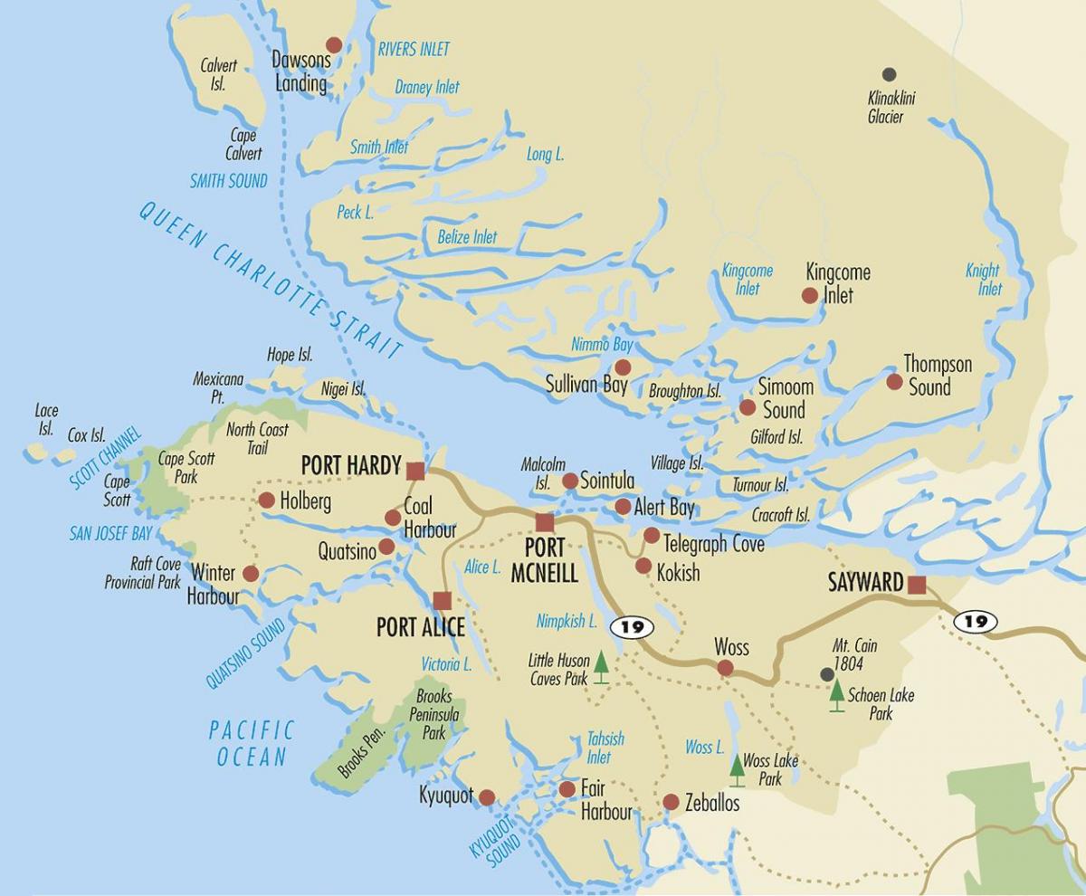Karte von north vancouver island