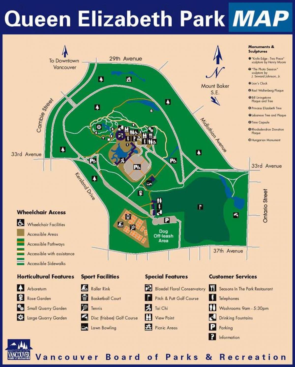Karte von queen elizabeth park vancouver