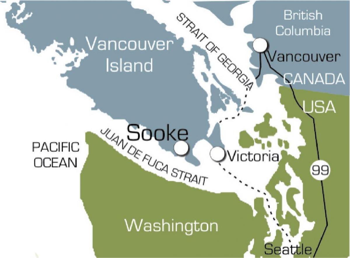 Karte von sooke, vancouver island