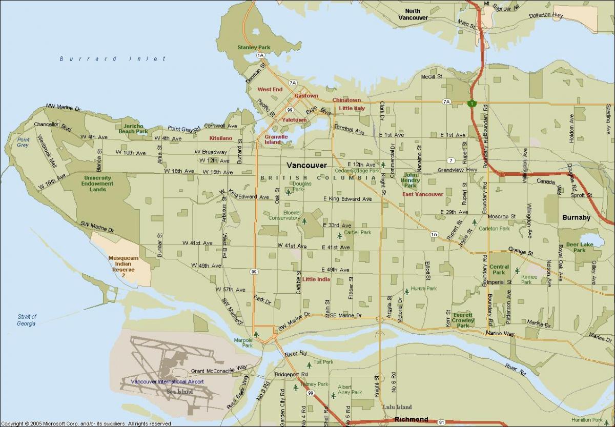 Karte von street vancouver bc, Kanada
