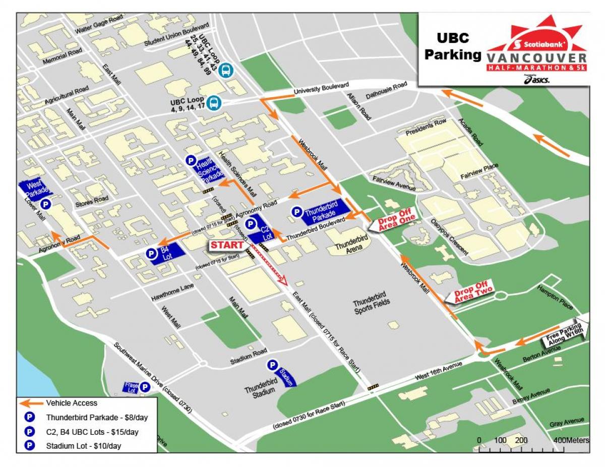 Karte der ubc Parkplatz