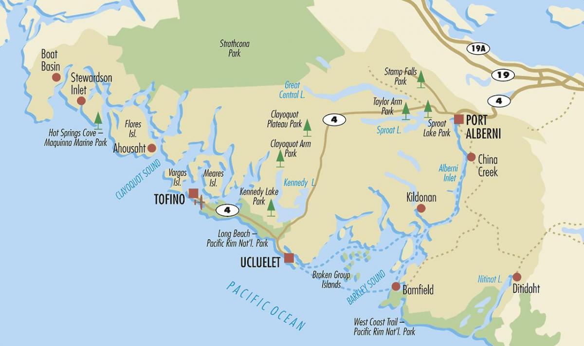 Karte von ucluelet, vancouver island