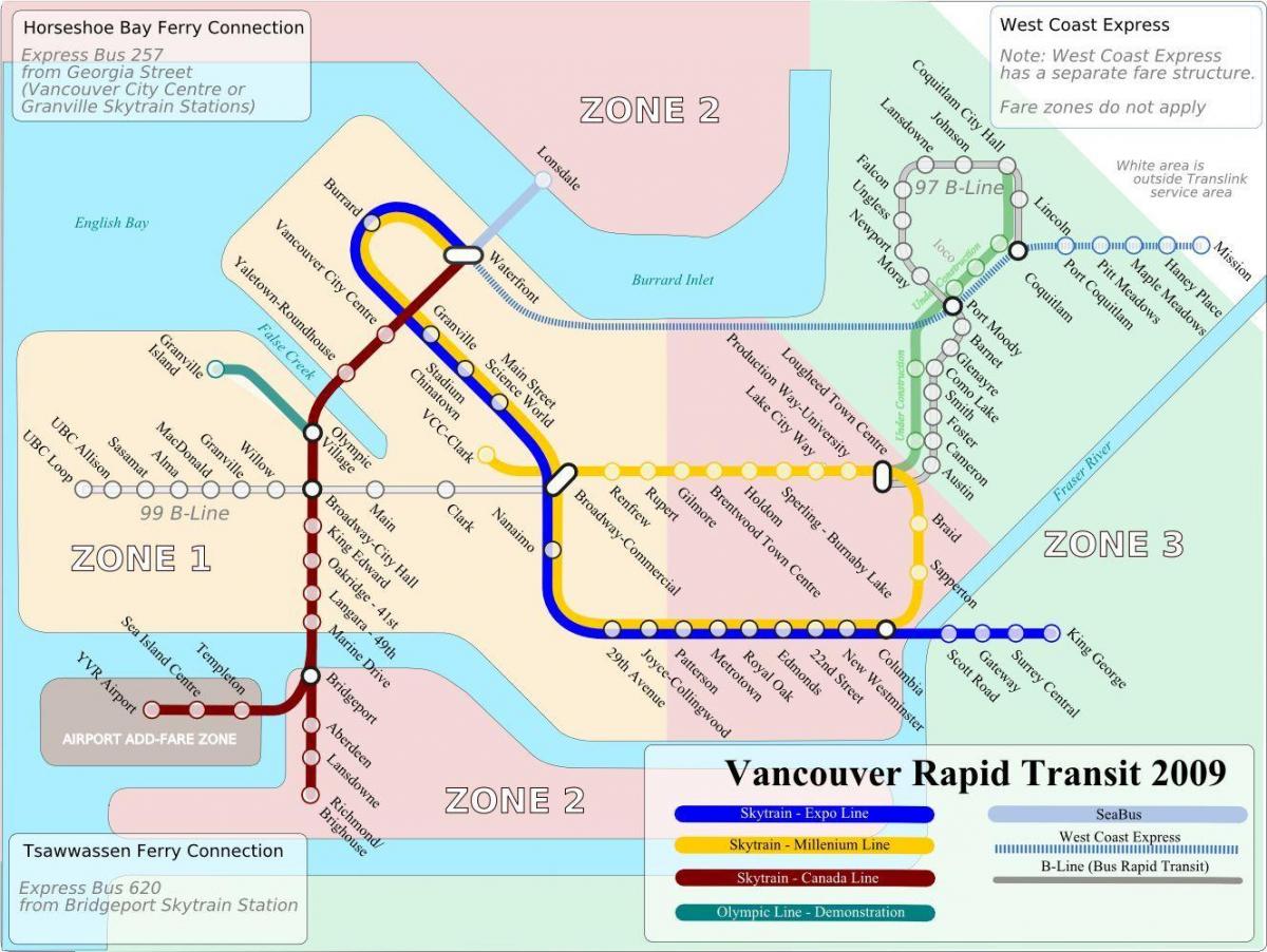Karte von vancouver airport train