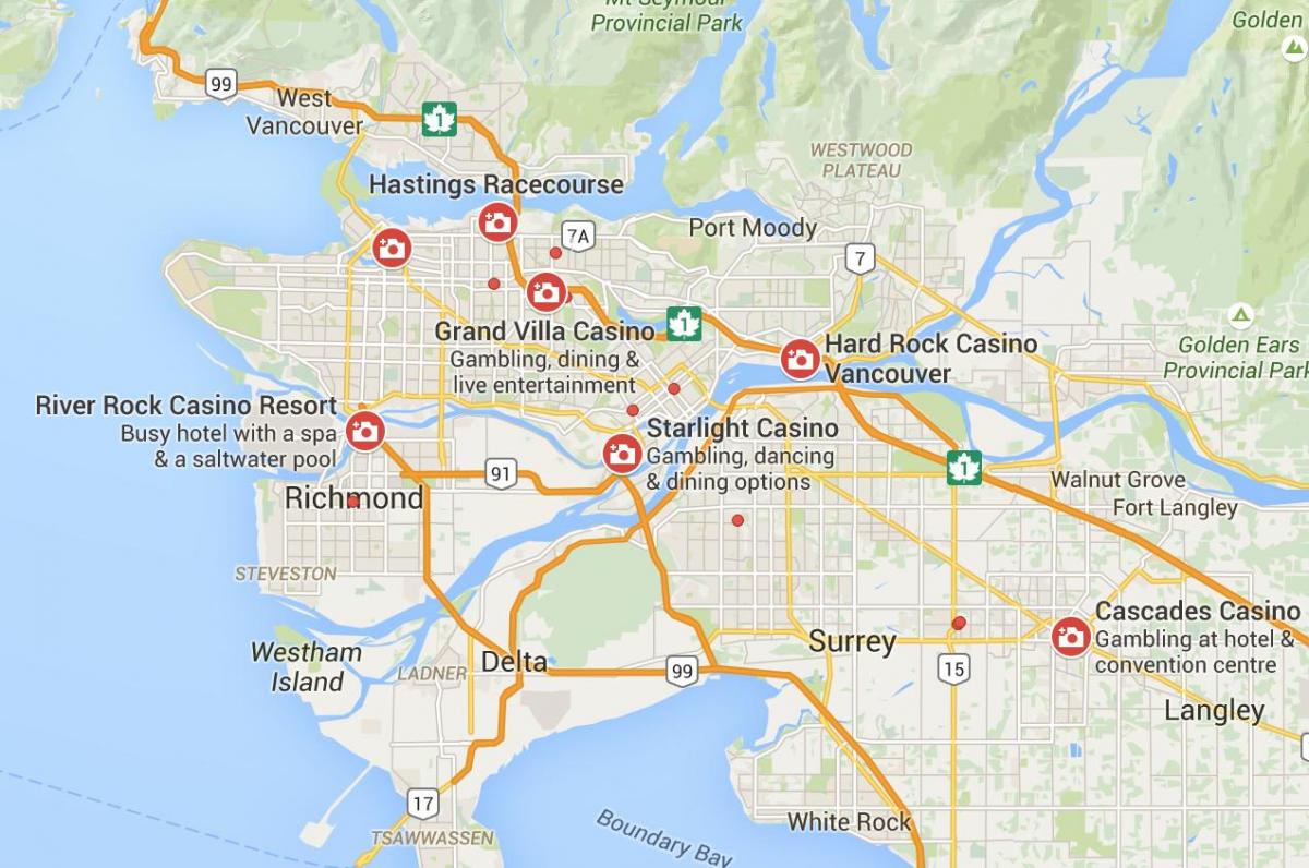 Landkarte von vancouver-Kasinos