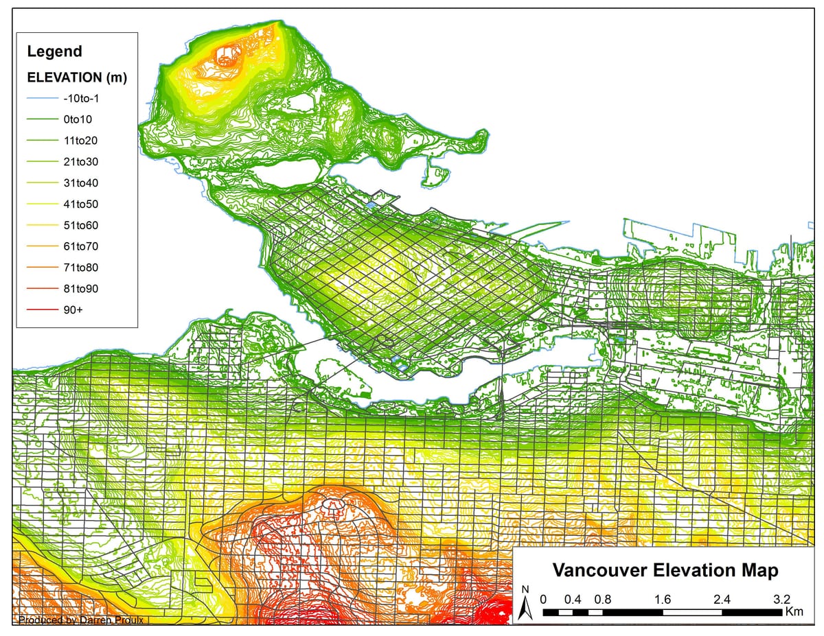 Karte von vancouver Höhe