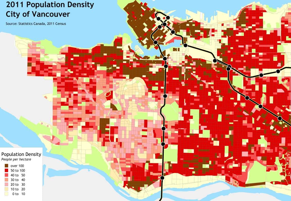 Karte von vancouver island Bevölkerungsdichte