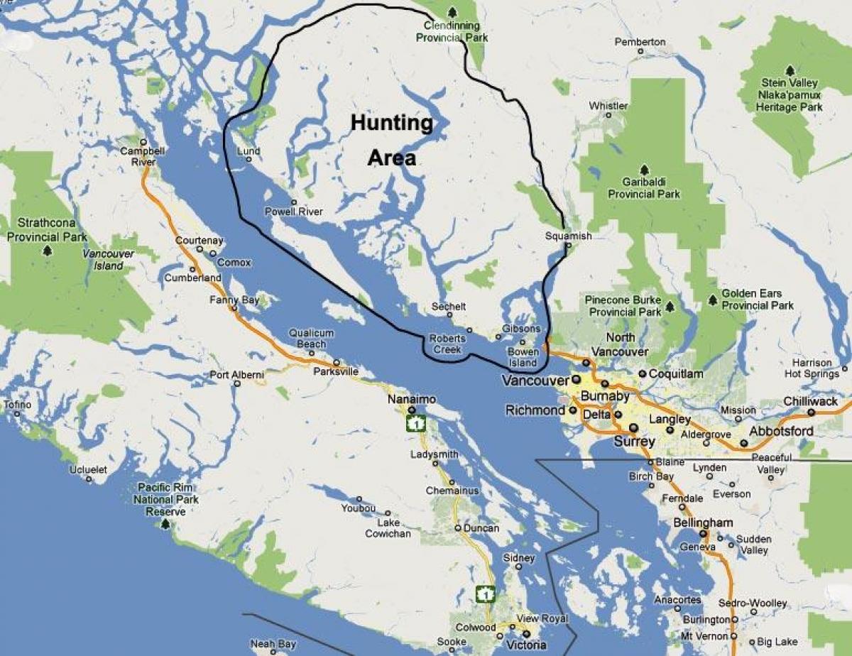 Karte von vancouver island, Jagd