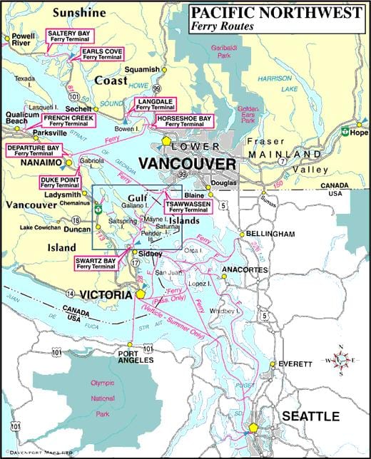 vancouver island Fähren Karte