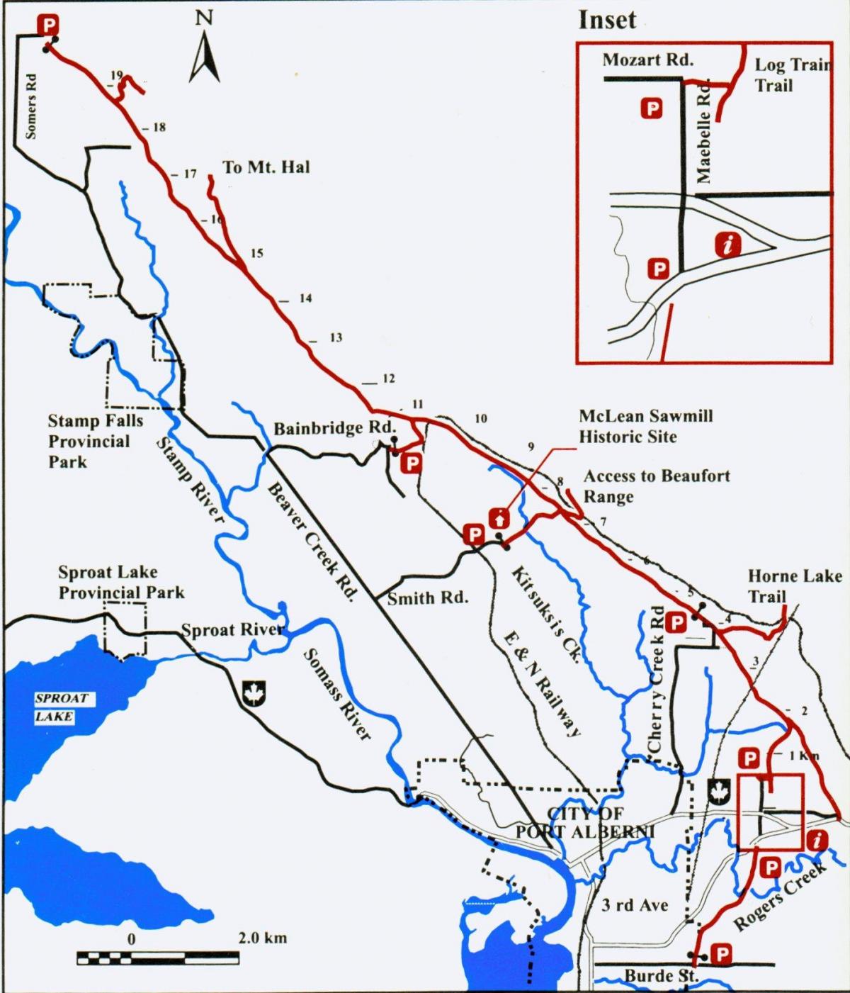 Karte von vancouver island railway