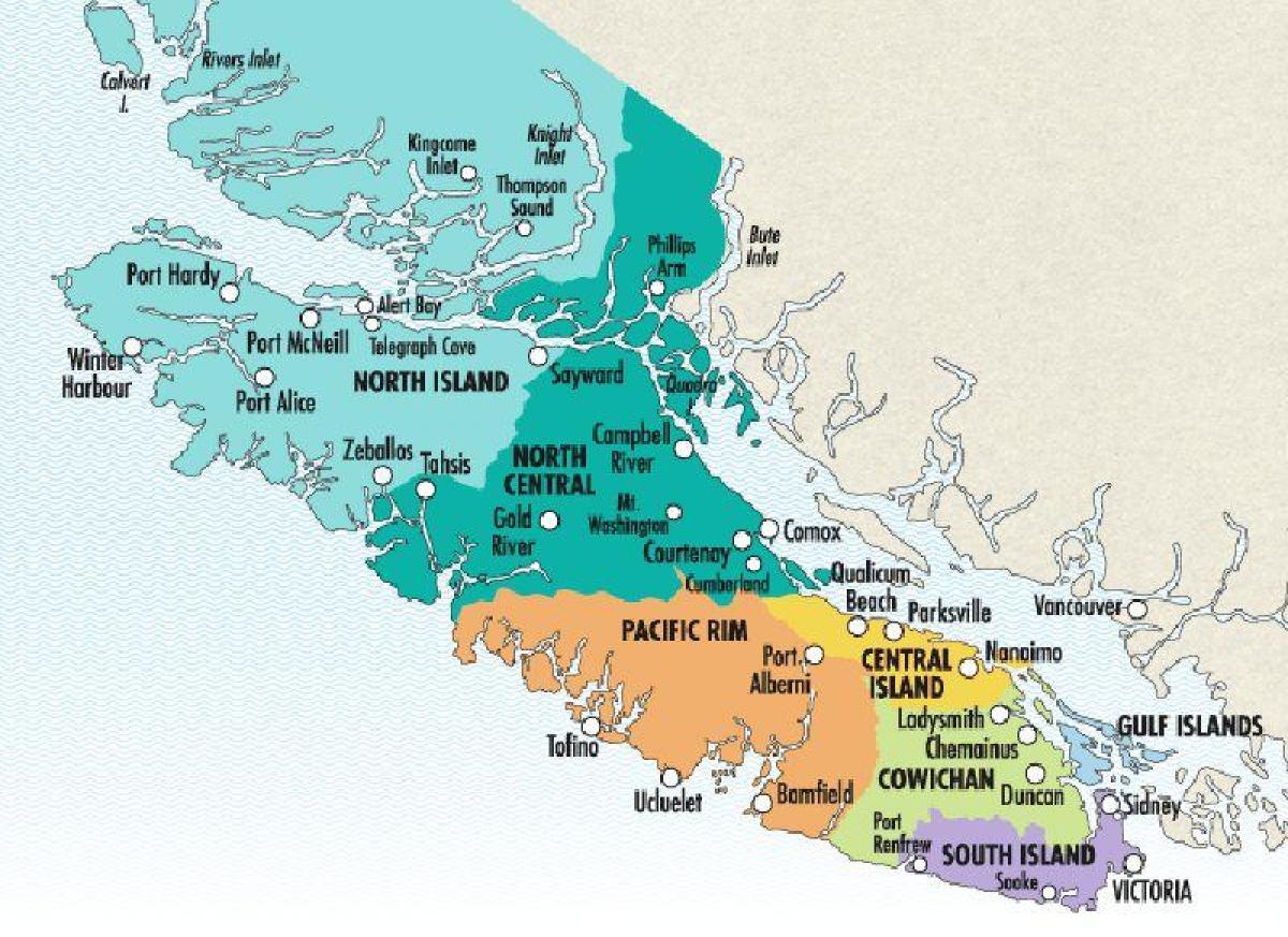 Karte von vancouver island Weingüter