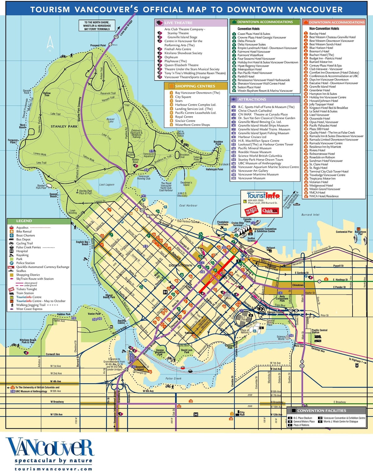downtown vancouver Karte mit Sehenswürdigkeiten