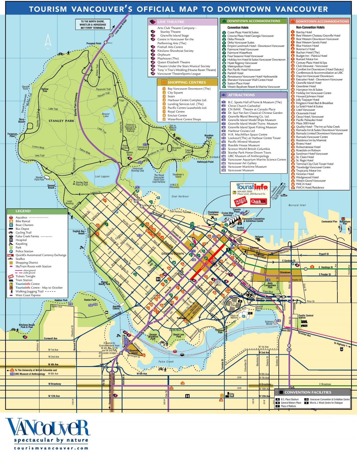 downtown vancouver Karte mit Sehenswürdigkeiten