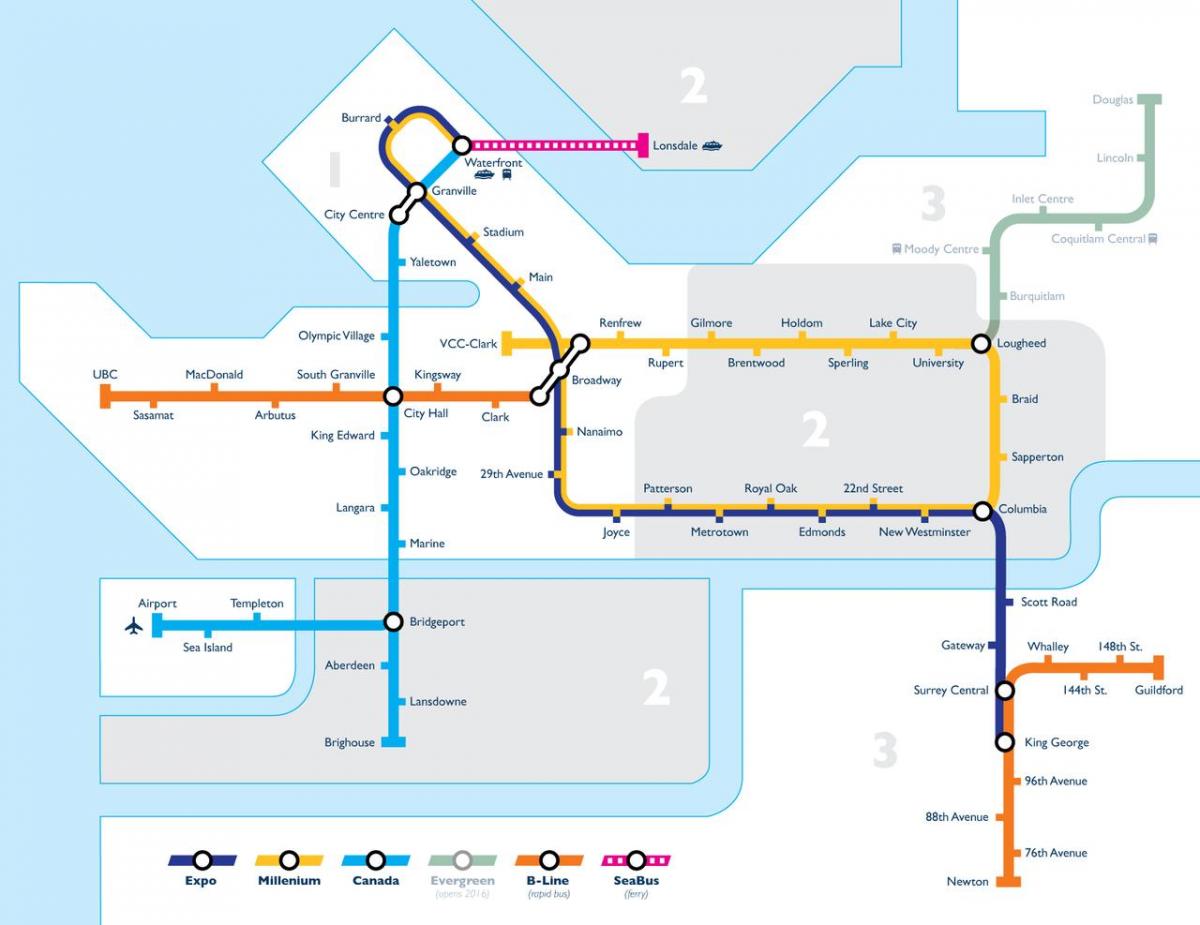 Karte von vancouver transit-zone