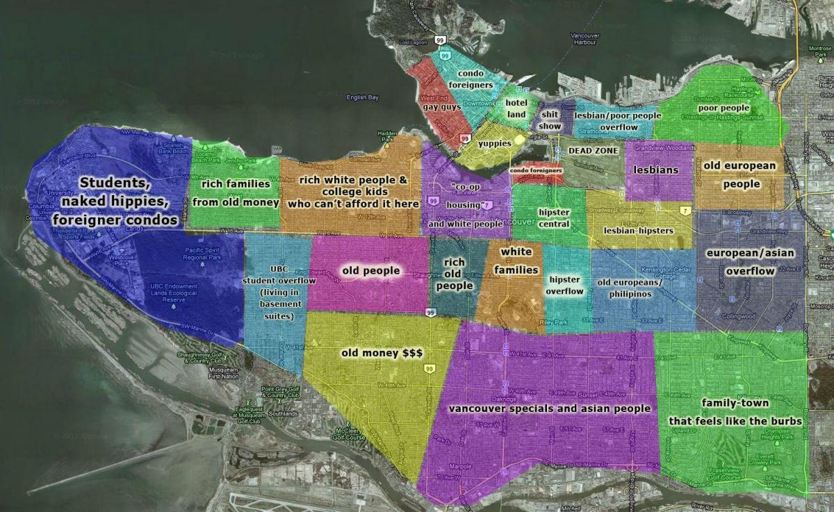Karte von vancouver und Umgebung