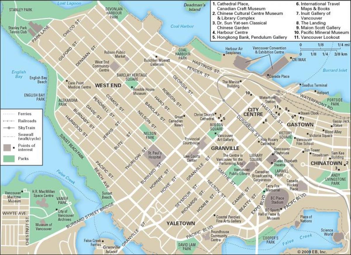 Karte von west end, vancouver, bc