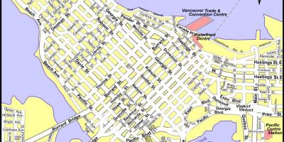Karte der Innenstadt von vancouver bc