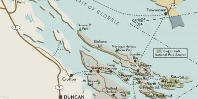Landkarte von vancouver-Insel und die gulf islands