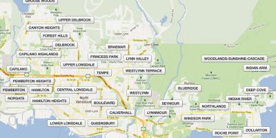 Karte von north vancouver Nachbarschaften