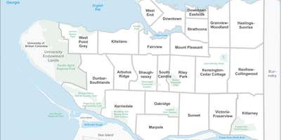 Karte von vancouver und Umgebung