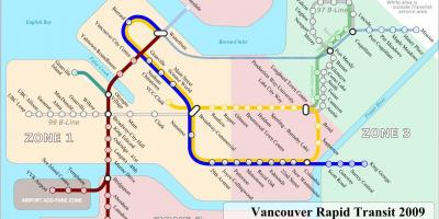 Vancouver skytrain-zone Karte