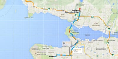 Karte von vancouver Brücken