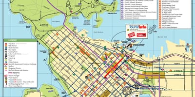 Downtown vancouver Karte mit Sehenswürdigkeiten