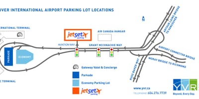 Vancouver Flughafen-Parkplatz-Karte